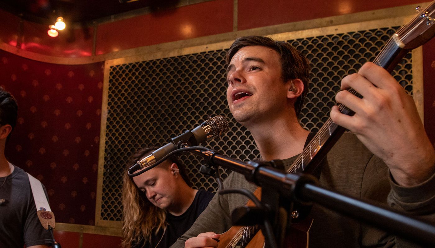 3 Musicians in recording studio