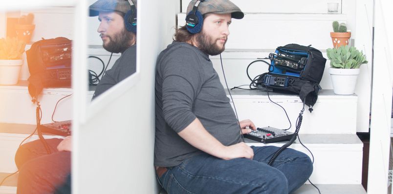 Sound man monitoring audio and making adjustments through the F-Control