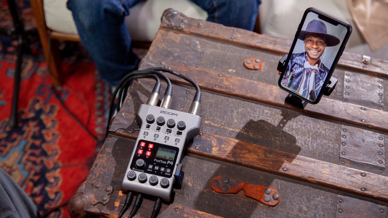 PodTrak P4 connected to iPhone via BTA-2 Bluetooth Adapter
