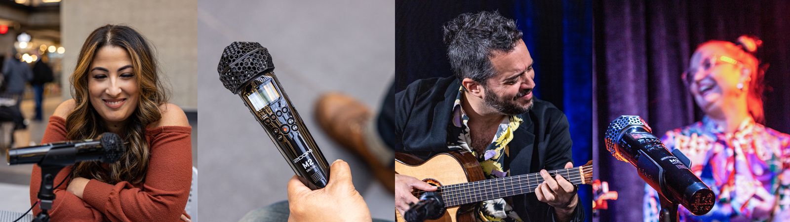 Creators using the M2 MicTrak to record
