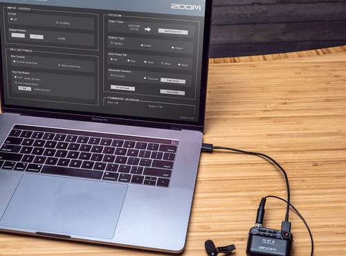 F2 Connected to a laptop running the F2 Editor app