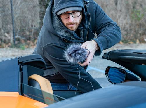 Sound engineer James Appleton working with the H1essential on a sportscar