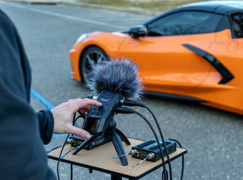 Live Sound Mixer recording a sports car using all six inputs on the H6essential