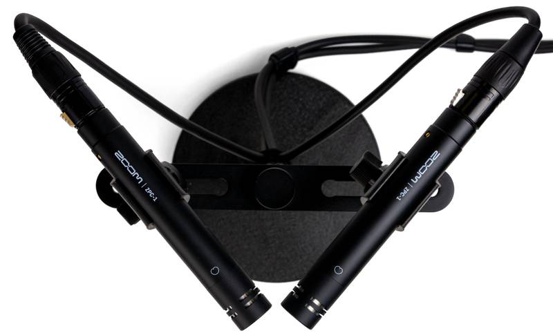 ZPC-1 mics in XY pattern on a stereo bar