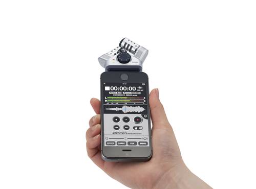 hand holding phone with iq6 mic