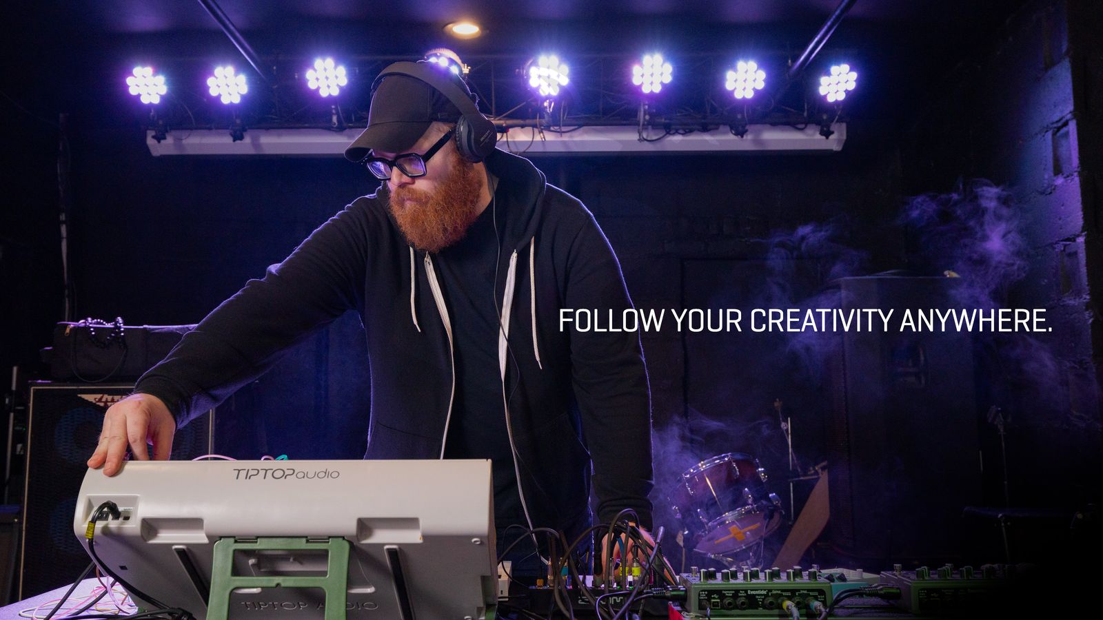 LiveTrak L6 being used onstage by a synth performer