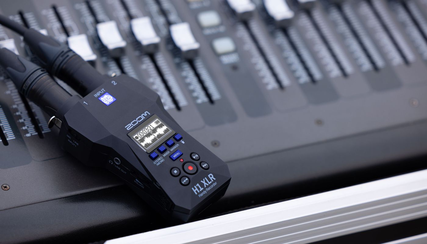 H1 XLR capturing live feed from a digital mixer