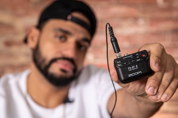 Musician with F2 in hand.