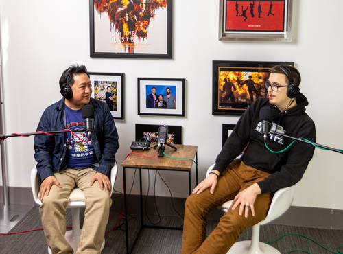 Ming Chen and Ethan Aracco podcasting with the H4e