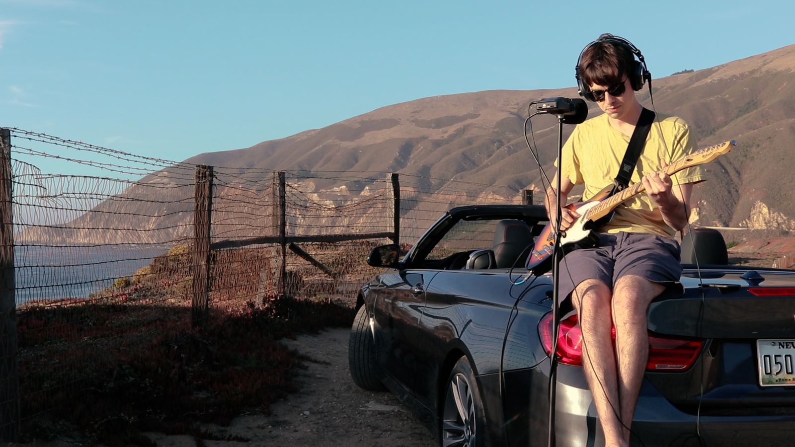 Josh recording on the road at Big Sur.