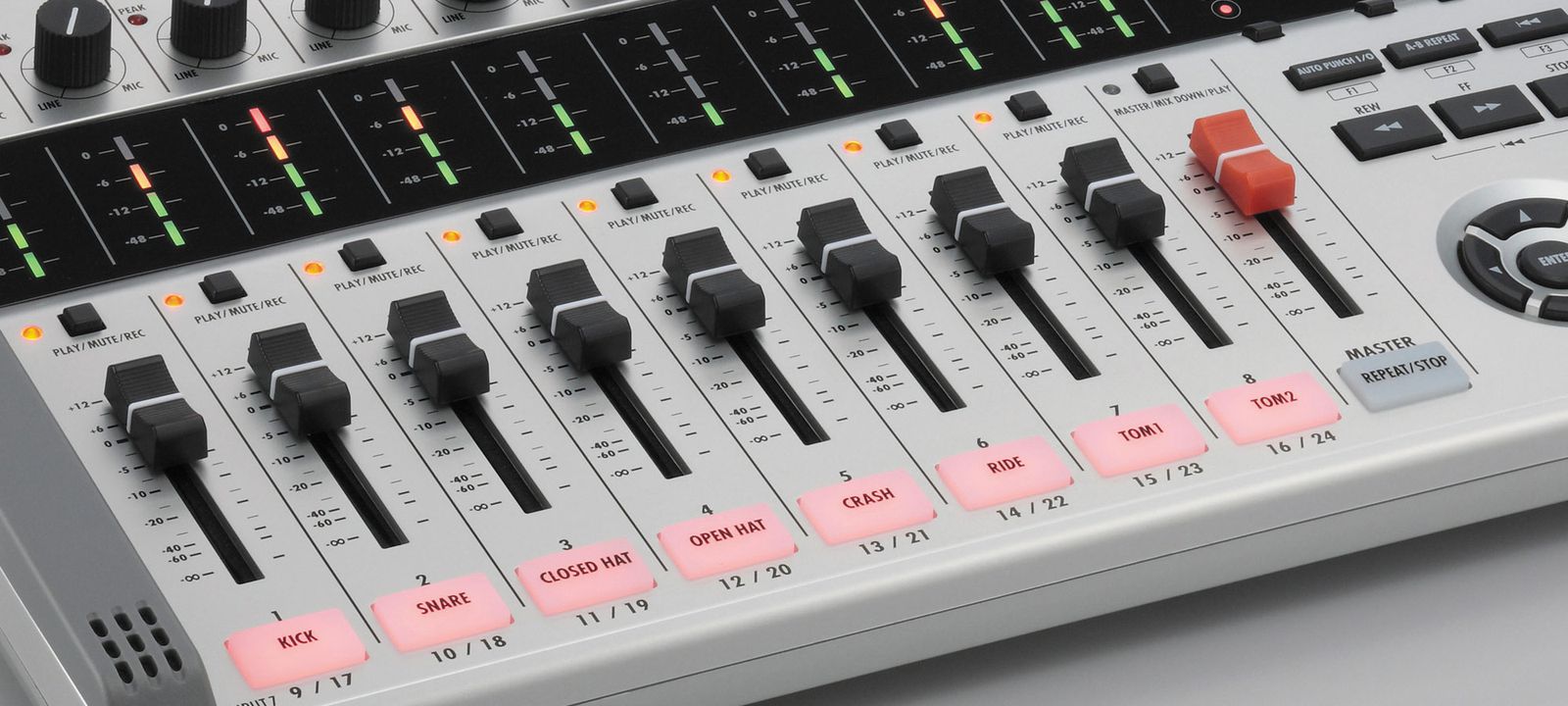 R24 faders close up