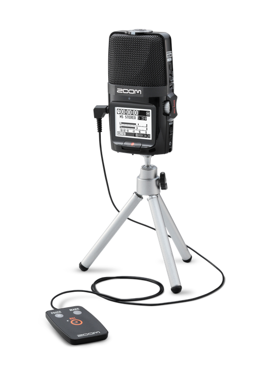 H2n on a tripod with wired remote