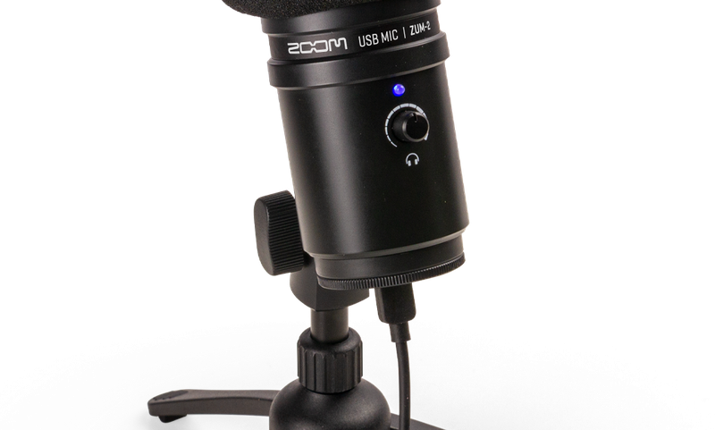ZUM-2 with windscreen and cable on tripod mic stand